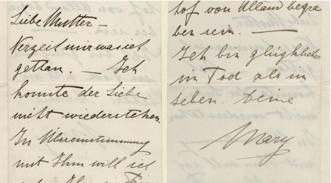 Dizem as cartas que o príncipe Rodolfo e Maria Vetsera quizeram morrer juntos