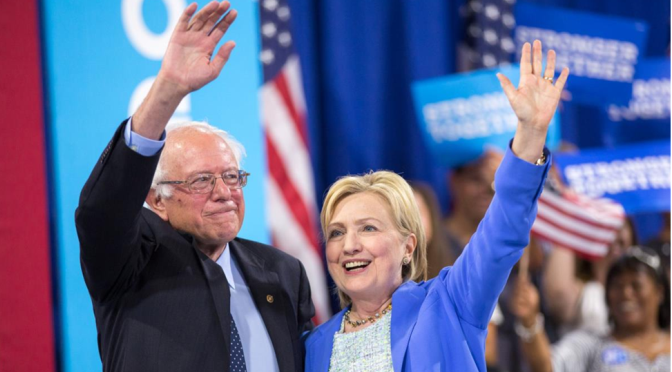 Hillary Clinton é nomeada oficialmente candidata democrata. Sanders propôs voto por aclamação